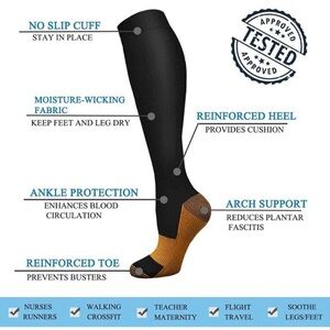 4 PAIRS COMPRESSION SOCKS KNEE HIGHS WOMEN XL COPPER INFUSED